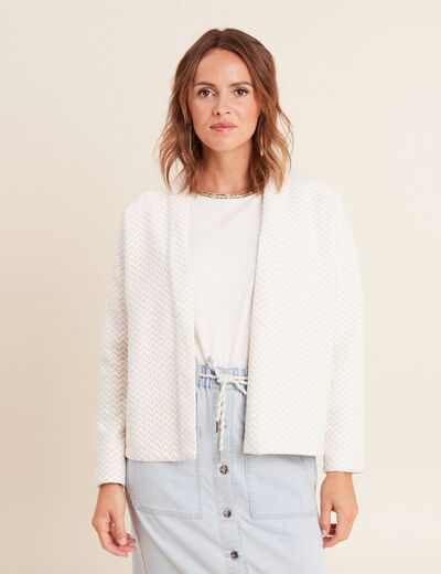 Veste matelassée col châle ecru femme
