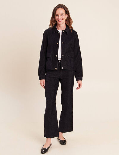 Jean taille haute en velours denim brut femme