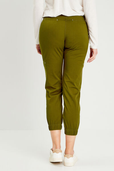 Pantalon resserré en bas vert olive femme