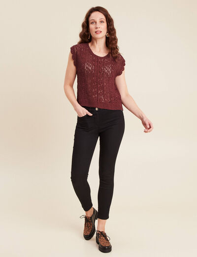 Débardeur macramé bordeaux femme