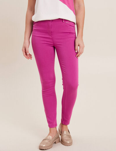 Pantalon ajusté taille haute violet femme