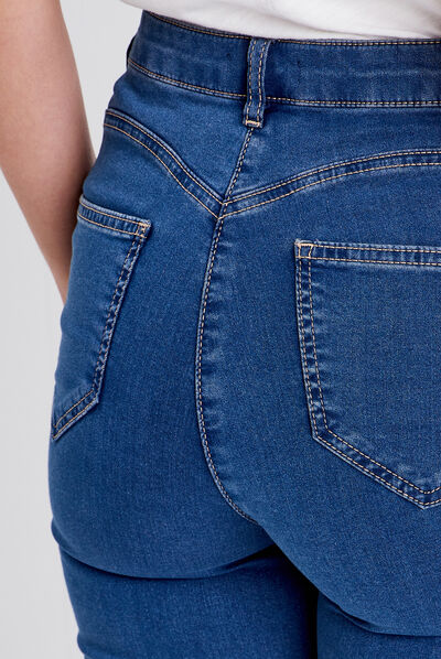 Pantalon léger taille haute long denim double stone femme