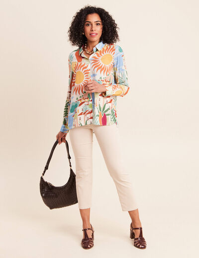 Chemise manches longues orange femme