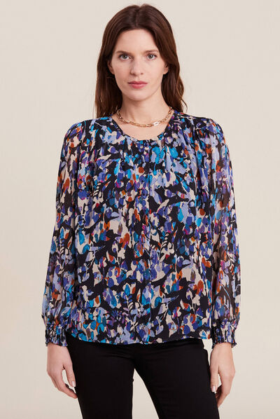 Blouse manches longues bleu femme