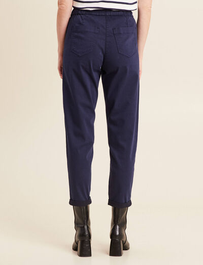 Pantalon coupe mom 7/8&egrave;me bleu marine femme