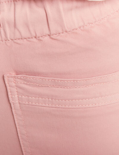 Pantalon coupe droite à coulisse rose pastel femme