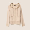 Gilet droit mi-long &agrave; capuche creme femme