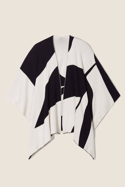 Poncho réversible noir femme