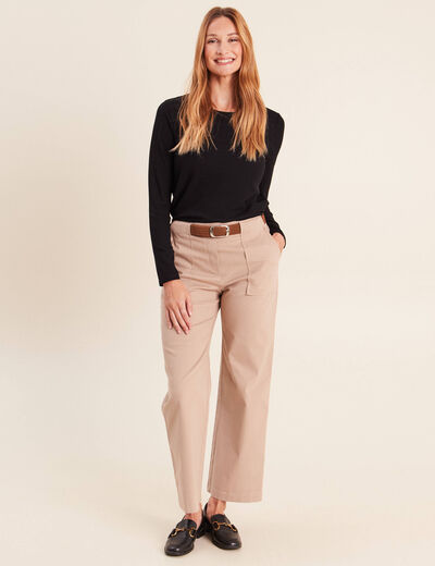 Pantalon cargo taille haute sable femme
