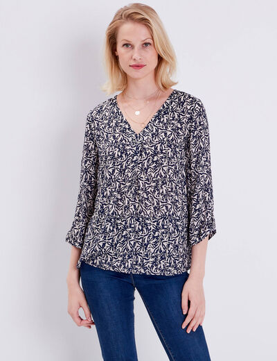 Blouse manches 3/4 noir femme