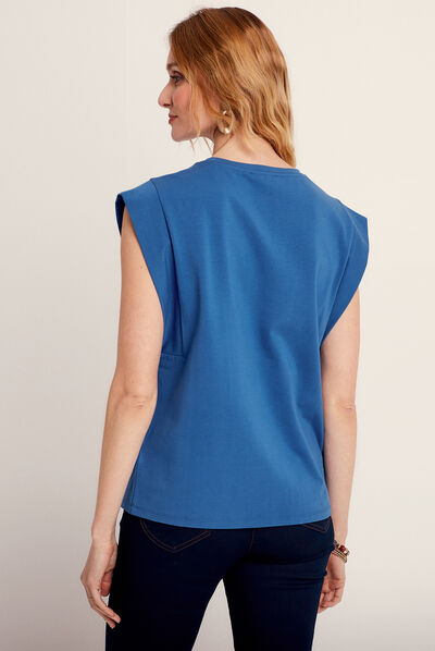 Débardeur bretelles larges bleu electrique femme