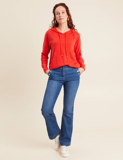 Sweat à capuche orange foncé femme