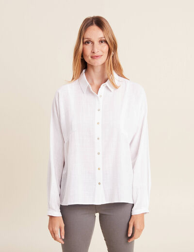 Blouse manches longues ecru femme