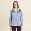 Chemise manches longues brodée bleu femme