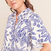 Chemise fluide manches courtes bleu femme