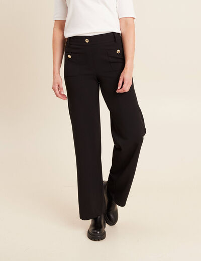 Pantalon coupe droite taille haute noir femme
