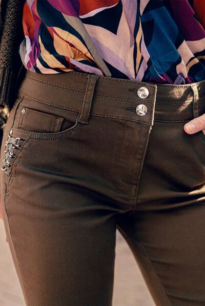 Pantalon ajusté 7/8ème vert olive femme