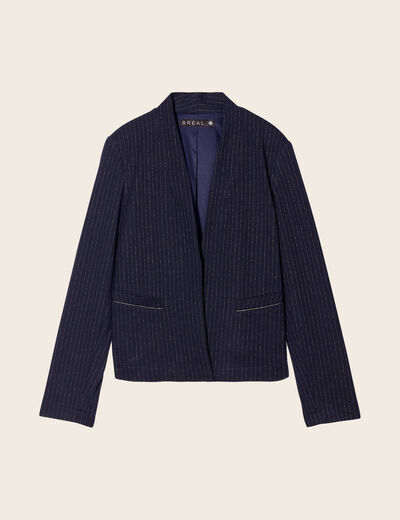 Veste ajustée col châle bleu marine femme