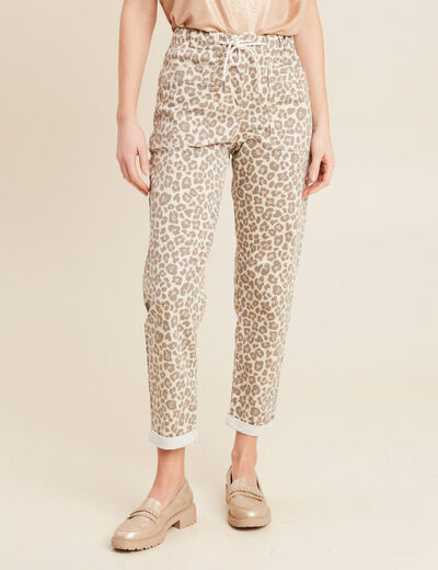 Pantalon coupe mom 7/8&egrave;me blanc femme