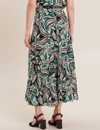Jupe longue évasée vert femme