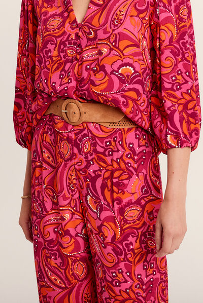 Ceinture large élastiquée marron clair femme