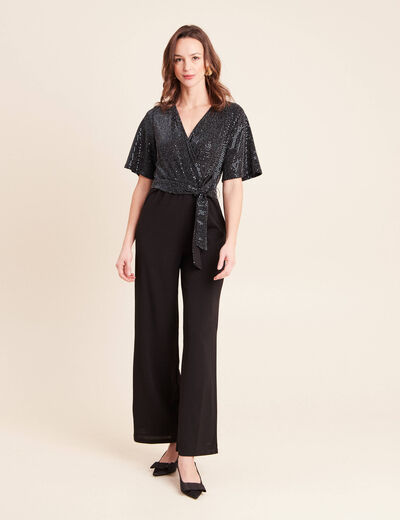 Combinaison en maille bleu marine femme
