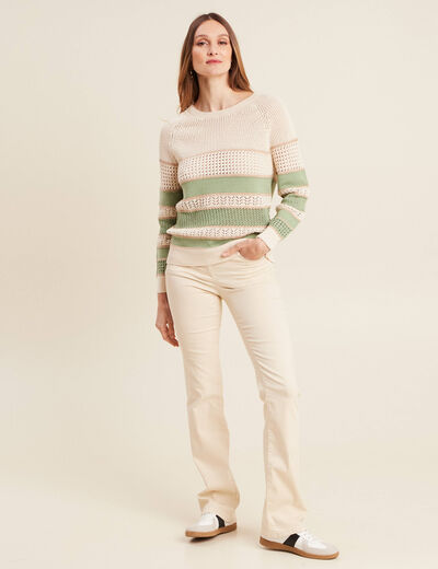 Pull manches longues vert femme