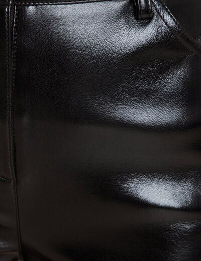 Pantalon droit simili cuir noir femme