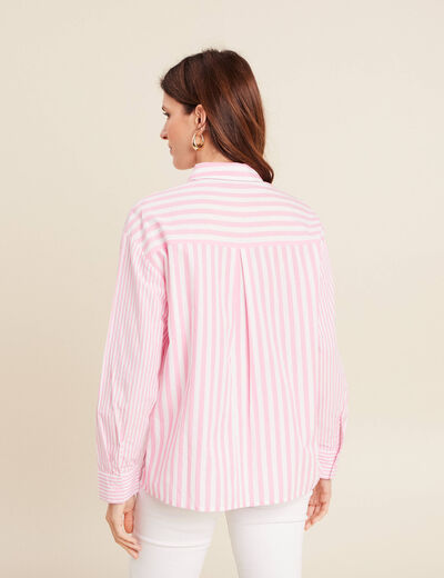Chemise ample mi-longue en coton rose femme