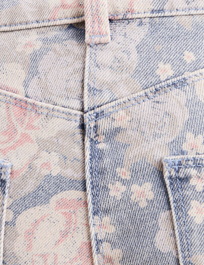 Jean coupe droite 7/8&egrave;me taille standard rose femme