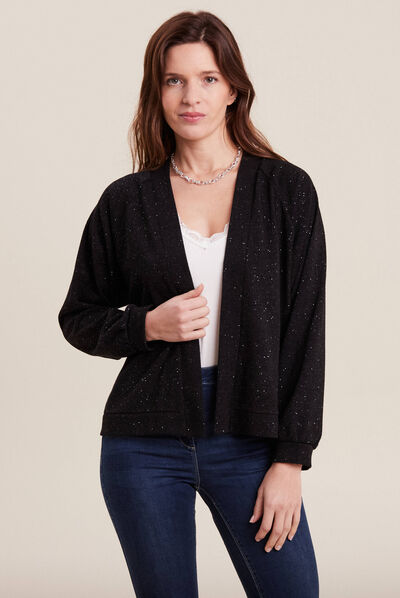 Gilet manches longues noir femme