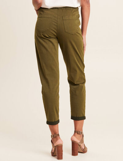 Pantalon coupe mom 7/8&egrave;me vert olive femme