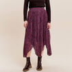 Jupe longue évasée plissée violet femme
