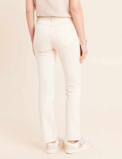 Jean coupe droite taille bascul&eacute;e ecru femme