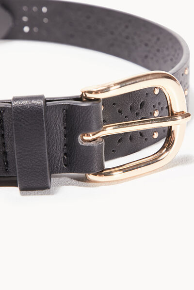 Ceinture ajourée à clous noir femme
