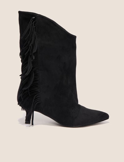 Bottines &agrave; talon aspect daim noir femme