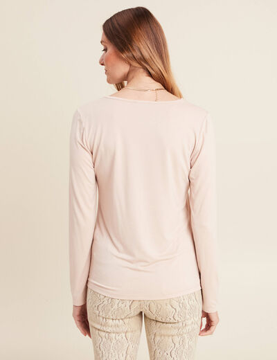 T-shirt thermo-douceur manches longues beige femme