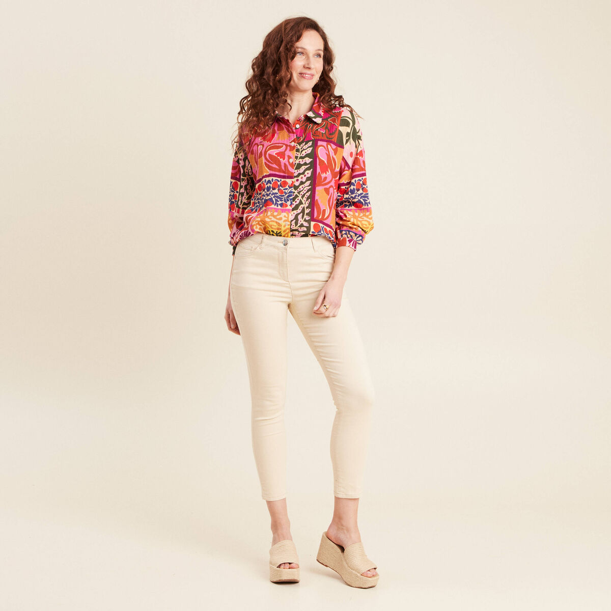 Chemise manches longues rose clair femme