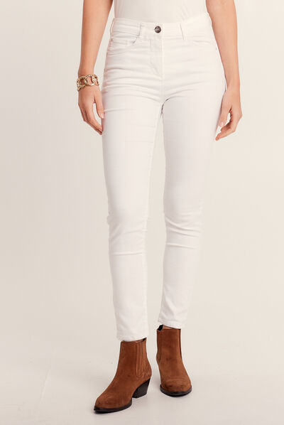 Pantalon léger taille standard 7/8ème blanc femme