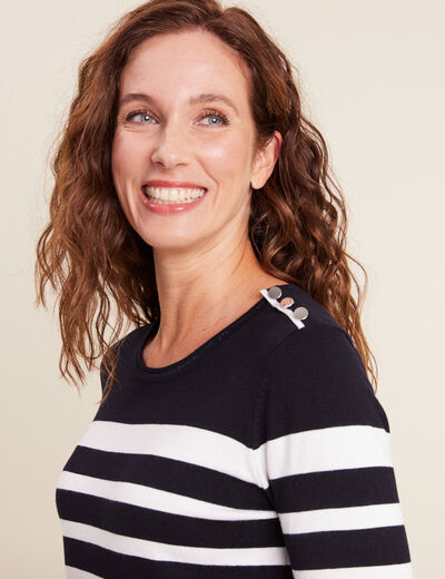 Pull manches longues bleu marine femme