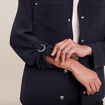 Veste cintrée boutonnée bleu foncé femme
