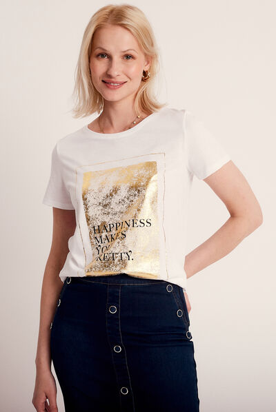 T-shirt manches courtes blanc femme