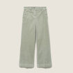 Pantalon large velours c&ocirc;tel&eacute; vert clair femme