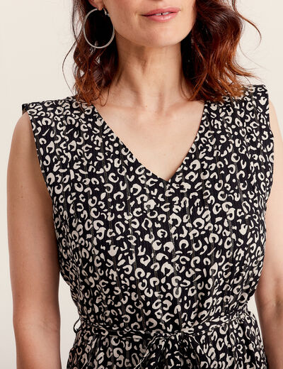Robe droite ceinturée noir femme