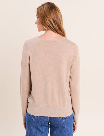 Pull manches longues beige femme