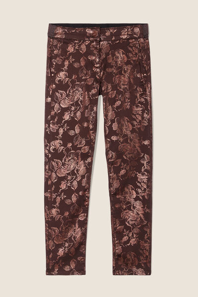 Pantalon ajusté marron femme