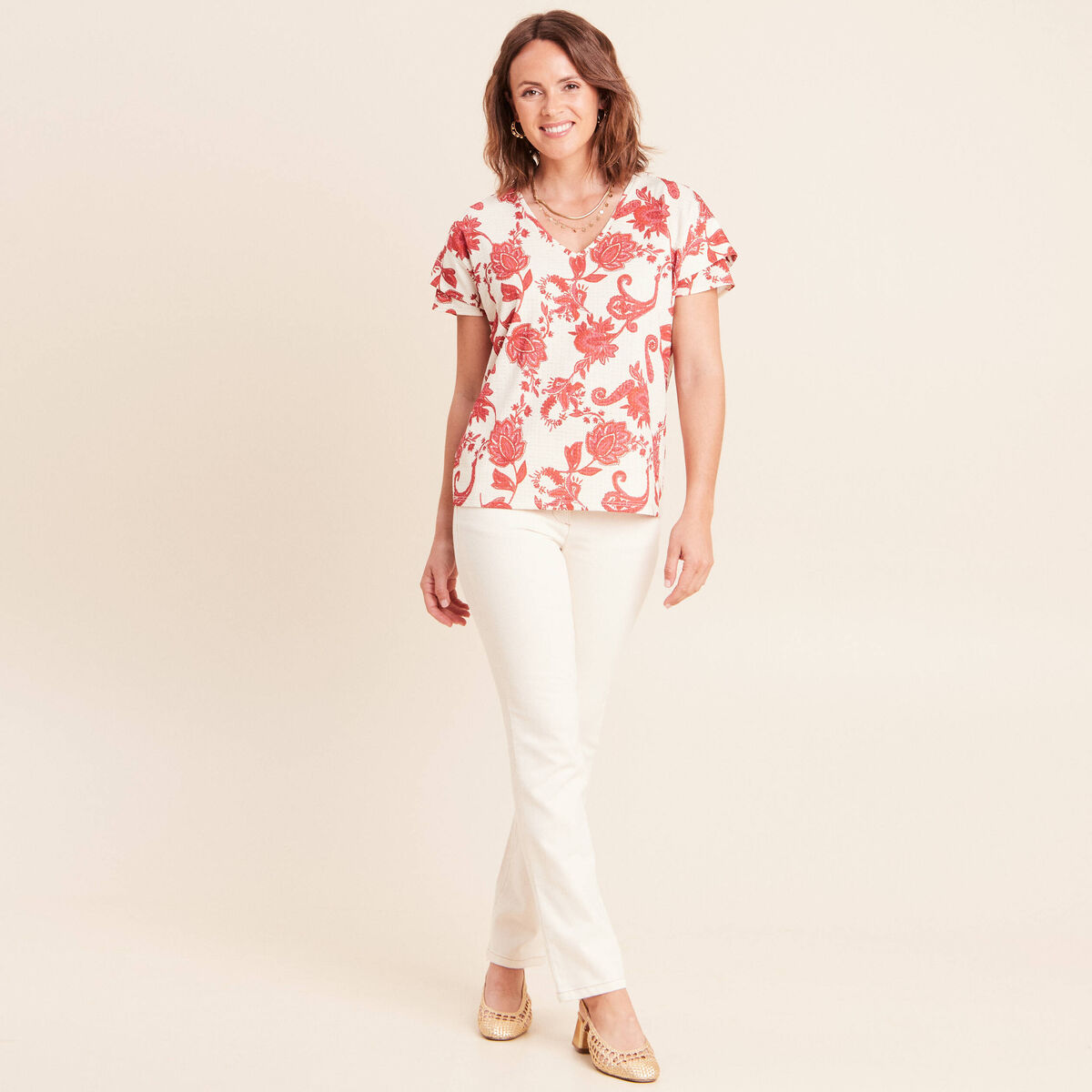 T-shirt manches courtes rose femme