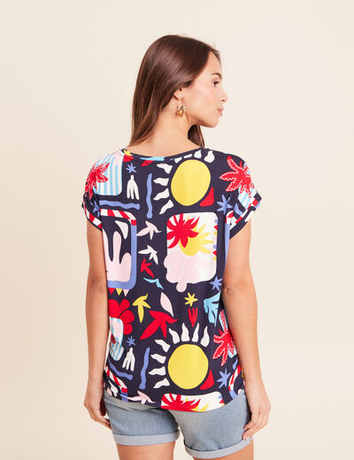 T-shirt manches courtes multicolore femme