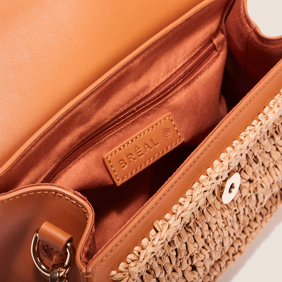 Sac rectangulaire tressé beige femme