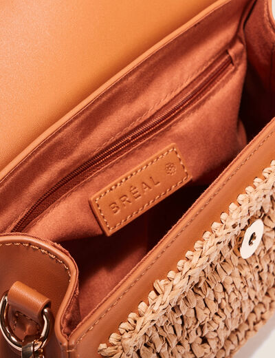 Sac rectangulaire tressé beige femme